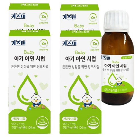 키즈텐 아동용 아연 시럽, 4개, 100ml