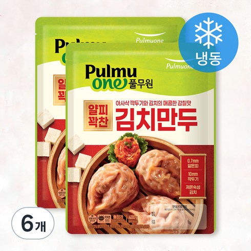풀무원 얇은피 꽉찬속 김치만두 (냉동), 400g, 6개