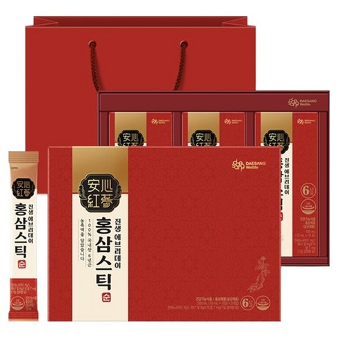 대상웰라이프 진생 에브리데이 홍삼스틱 순 + 쇼핑백, 1개, 300ml