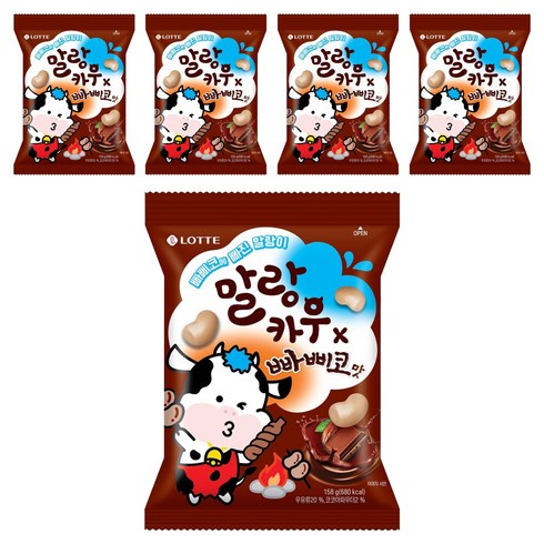 롯데웰푸드 말랑카우 빠삐코맛, 158g, 5개
