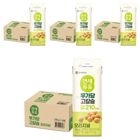 연세두유 무가당 고칼슘 오리지널, 190ml, 64개