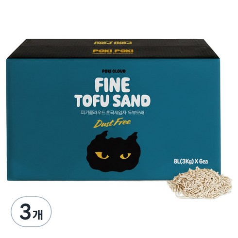 퍼키퍼키 초극세입자 고양이 두부모래, 48L, 3개, 무향