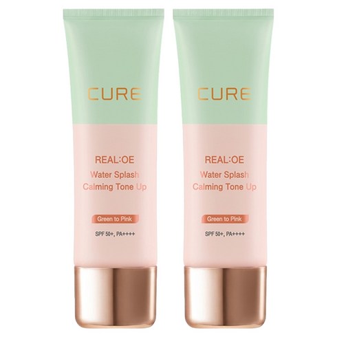 김정문알로에 라센스 로에 큐어 리알로에 워터 스플래쉬 카밍 톤업 선크림 SPF50+ PA++++, 40g, 2개