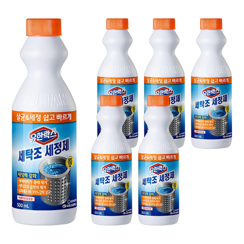 유한락스 세탁조 세정제, 6개, 500ml