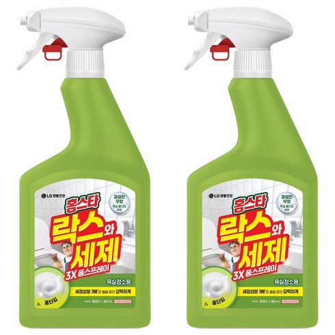 홈스타 욕실청소용 락스와 세제 3X 폼스프레이 후레쉬, 900ml, 2개