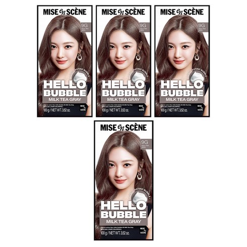 미쟝센 헬로 버블 염색제, 9G밀크티그레이, 4개