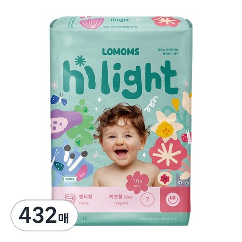 로맘스 하이라이트 팬티형 기저귀 남여공용 키즈형 Kids, 432매, 7단계