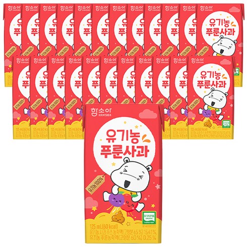 함소아 유기농 푸룬사과 주스, 125ml, 24개