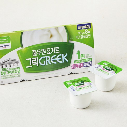 풀무원다논 그릭 설탕무첨가 플레인, 90g, 8개입, 1개