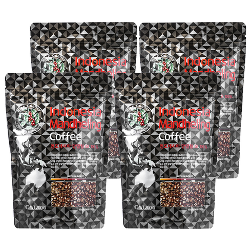 코델리 인도네시아 만델링 홀빈커피, 200g, 홀빈(분쇄안함), 4개