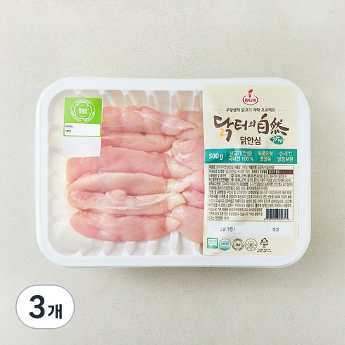 마니커 닭터의자연 무항생제 인증 1등급 닭안심 (냉장), 500g, 3개