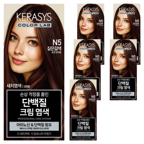 케라시스 단백질 크림 염모제 120g, 초코브라운, 6개