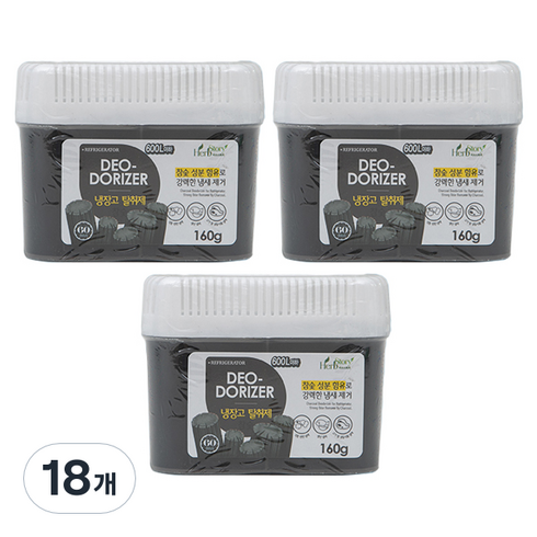 허브스토리 냉장고 탈취제 참숯 본품, 160g, 18개