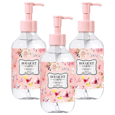 부케가르니 모이스처 바디오일 화이트머스크향, 300ml, 3개