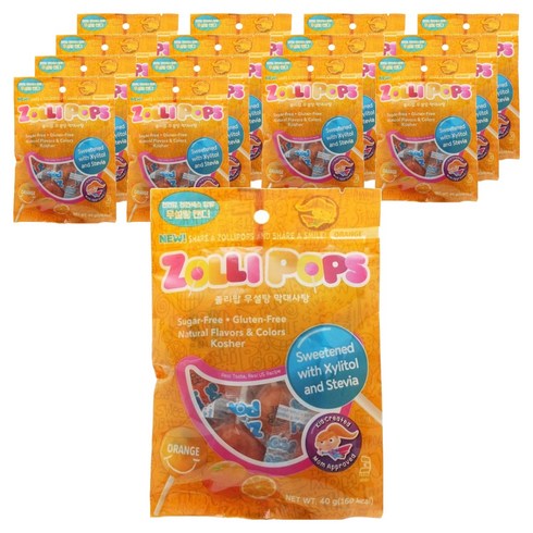 졸리팝 무설탕 막대사탕 오렌지, 40g, 15개