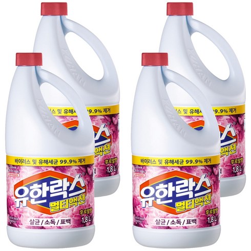 유한락스 멀티액션 후로랄, 1.8L, 4개