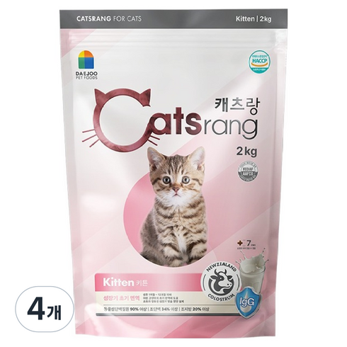 캐츠랑 키튼 고양이 건식 사료, 닭+참치, 2kg, 4개