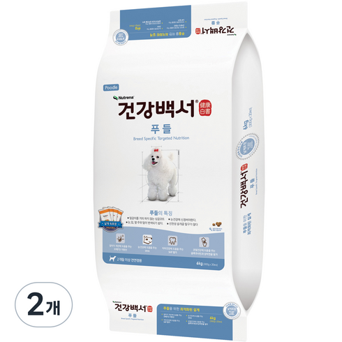 건강백서 전연령 생선 푸들 애견사료, 6kg, 2개