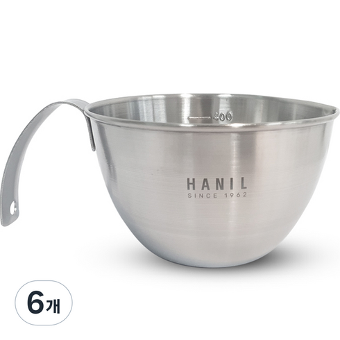 한일스텐레스 스텐 손잡이 계량 믹싱볼, 500ml, 6개