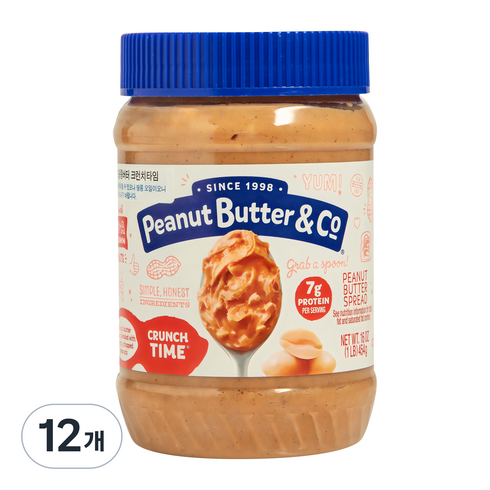 피넛버터앤코 땅콩버터잼 크런치 타임, 454g, 12개