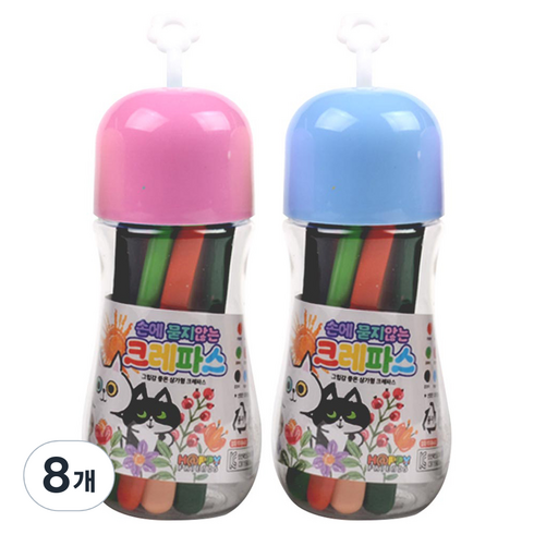 손에 묻지않는 크레파스 랜덤발송, 12색, 8개