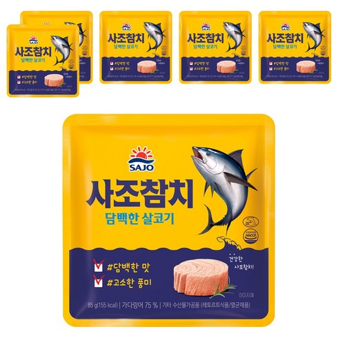 사조참치 담백한 살코기 파우치, 85g, 6개