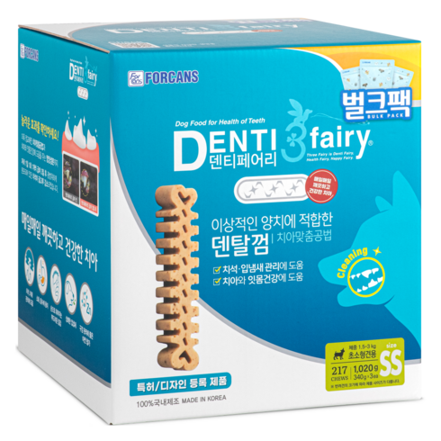 포켄스덴티페어리 강아지 덴탈껌 SS, 타피오카, 1.02kg, 1개