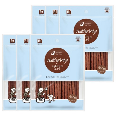 헬씨미요 고양이 져키 간식, 소고기 맛, 100g, 6개