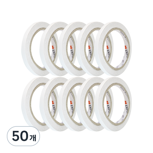 엠파이어 양면테이프 10mm x 20m, 화이트반투명, 50개