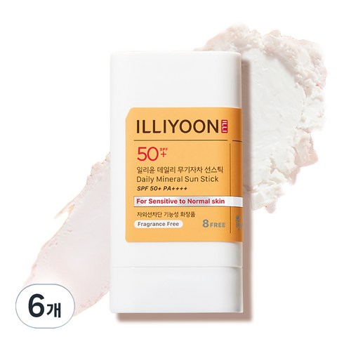 일리윤 데일리 무기자차 선스틱 SPF50+ PA++++, 20g, 6개