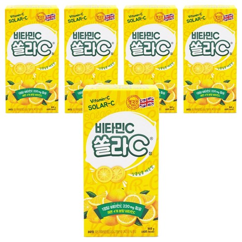 고려은단 쏠라씨 비타민 C 레몬맛, 80정, 5개