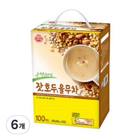 오뚜기 힐링타임 잣 호두 율무차, 18g, 100개입, 6개