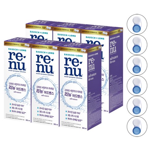 리뉴 어드벤스 렌즈 세정액+케이스, 355ml, 2개입, 6개