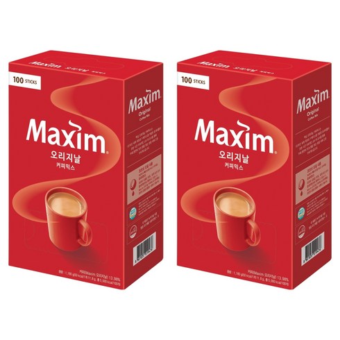 맥심 오리지날 커피믹스, 11.8g, 2개, 100개입
