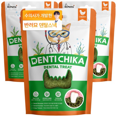 닥터페트라 덴탈 트릿 고양이 간식, 3개, 70g, 닭고기맛