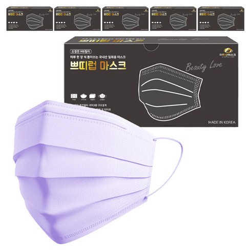 더착한 쁘띠럽 마스크 대형 성인용, 50개입, 6개, 퍼플
