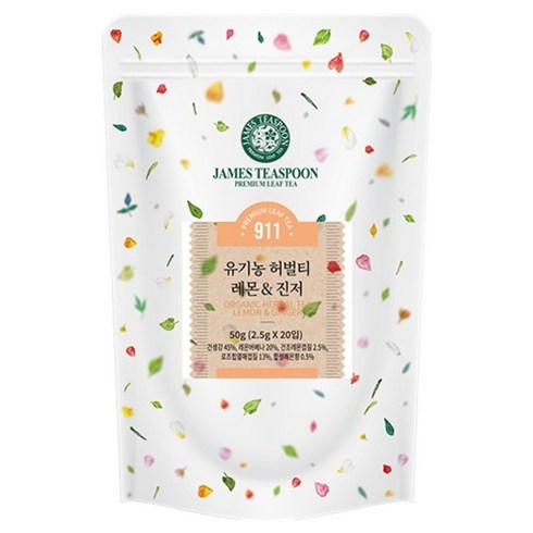 제임스티스푼 유기농 허벌티 레몬&진저, 1개, 20개입, 2.5g
