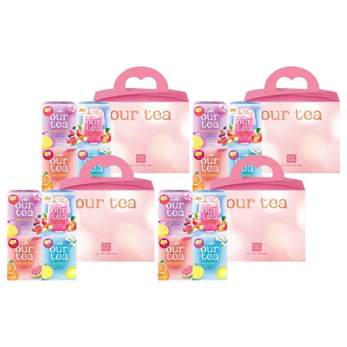 아워티 올 더 타임 핑크 선물, 레몬 얼그레이티 4p + 오렌지 자몽 블랙티 4p + 베리썸 히비스커스티 4p + 납작복숭아 콜드브루티 4p, 4세트