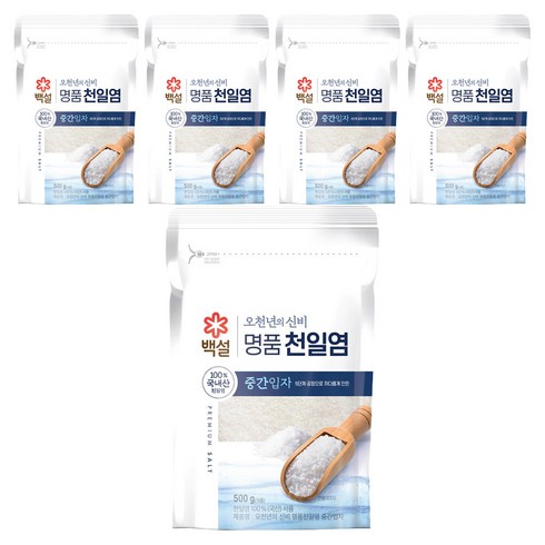백설 오천년의 신비 중간입자 천일염, 500g, 5개