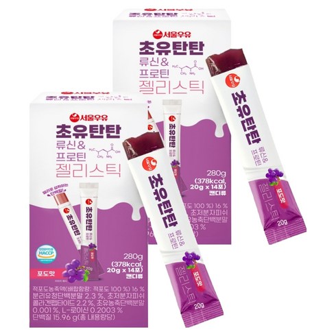 서울우유 초유탄탄 단백질 젤리 츄어블 류신 프로틴 280g, 14정, 2개