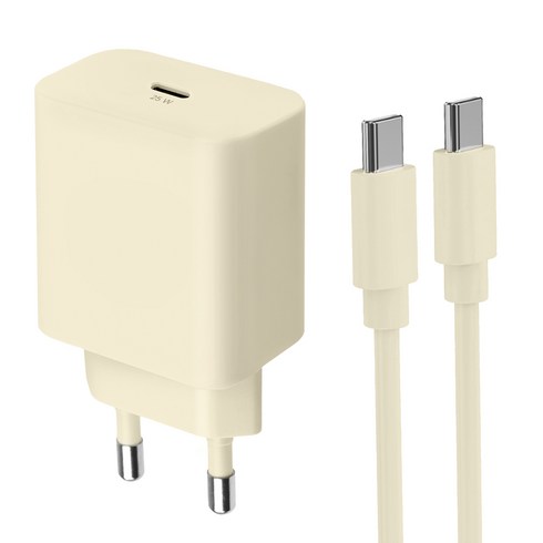 홈플래닛 25W PPS PD 3.0 초고속 충전기 + CtoC 케이블 1.2m, 베이지, 1개