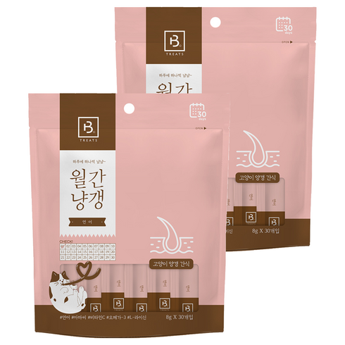 브리더랩 고양이 월간냥갱 연어 30개입, 2개, 240g, 연어맛
