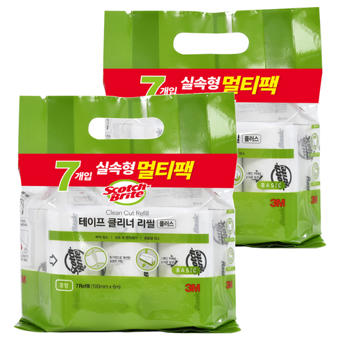 스카치브라이트 실속형 테이프 클리너 플러스 7p 세트 리필, 2개