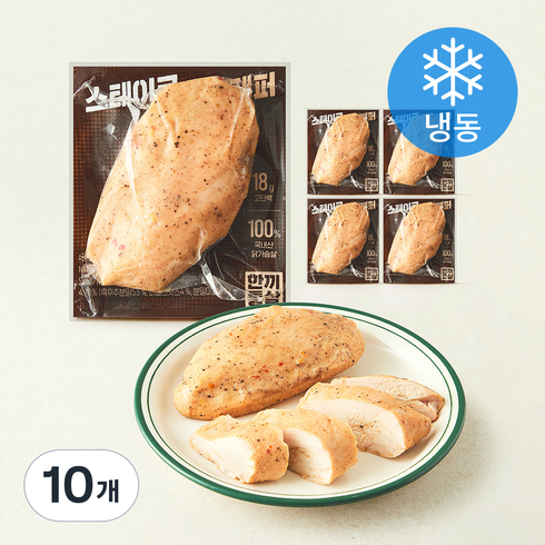 한끼통살 시즈닝 닭가슴살 스테이크갈릭페퍼 (냉동), 100g, 10개, 1개입