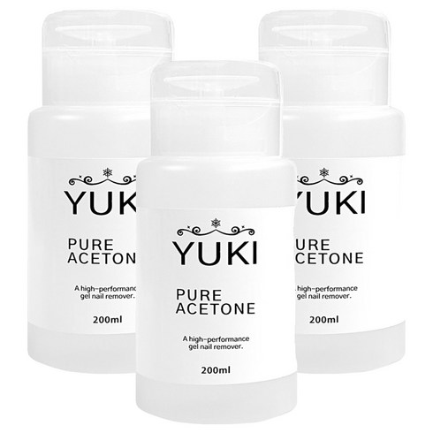 유키 펌프형 퓨어 아세톤, 200ml, 3개
