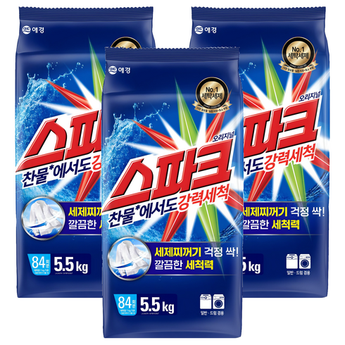 스파크 오리지널 분말세제 본품, 5.5kg, 3개