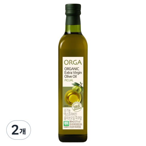 올가홀푸드 유기농 피쿠알 엑스트라버진 올리브오일, 2개, 500ml