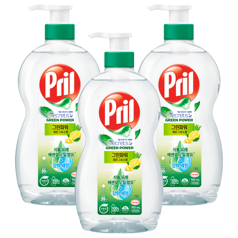 프릴 시크릿 오브 그린파워 주방세제 레몬그라스향, 700ml, 3개