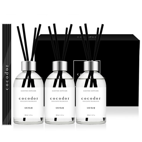 코코도르 화이트라벨 디퓨저 200ml 3개 블랙섬유스틱 20p, 너의비누향, 1개