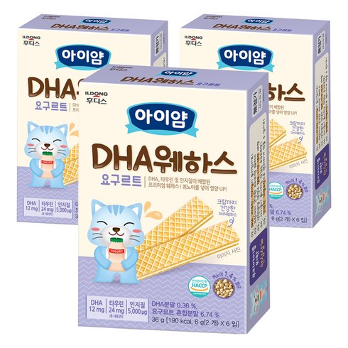 일동후디스 아이얌 DHA 웨하스, 요구르트, 36g, 3개
